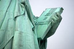 10-04 Statue Of Liberty Hand Holding The Book With Inscription JULY IV MDCCLXXVI July 4, 1776 Close Up From Walk Around Liberty Island.jpg